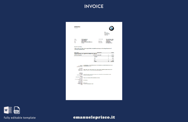 modello di fattura BMW USA in stile verificato ().